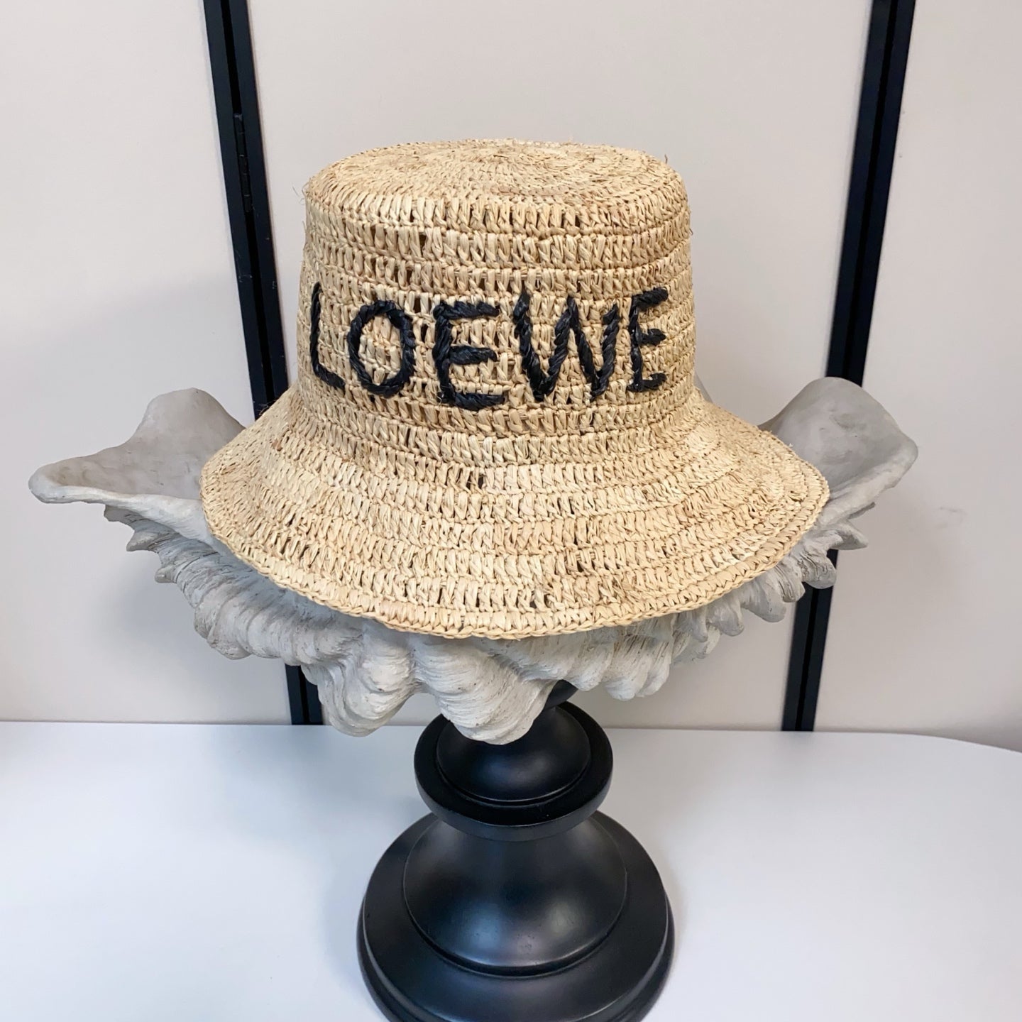Loewe Embroidered Logo Raffia Bucket Hat 269027