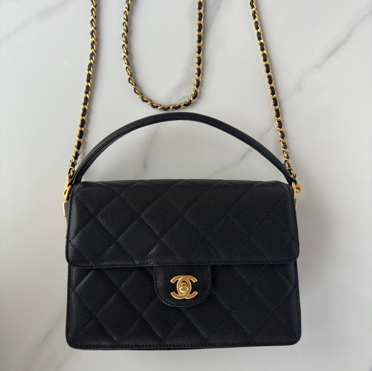 Chanel 2026 Flap Bag with Top Handle Gum-grain Cowhide