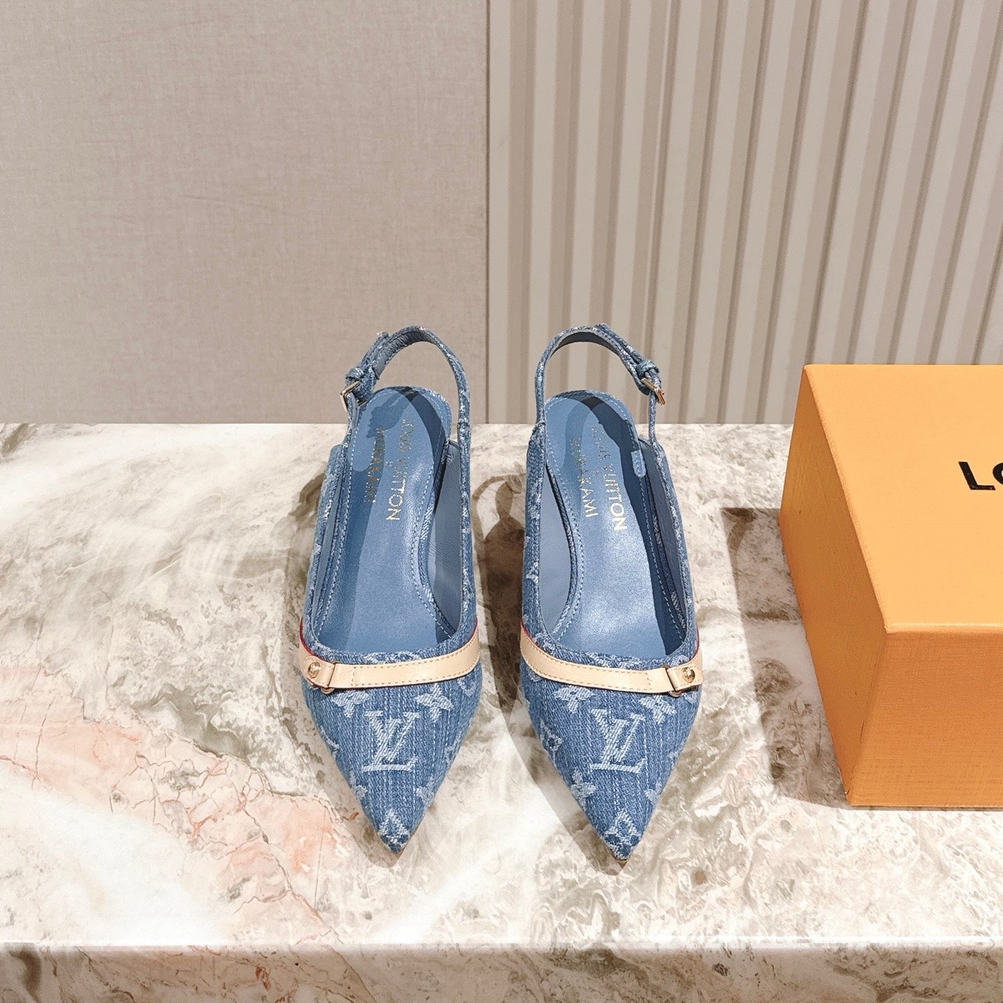 LV 26ss Slingback 45 Blue Denim 656938