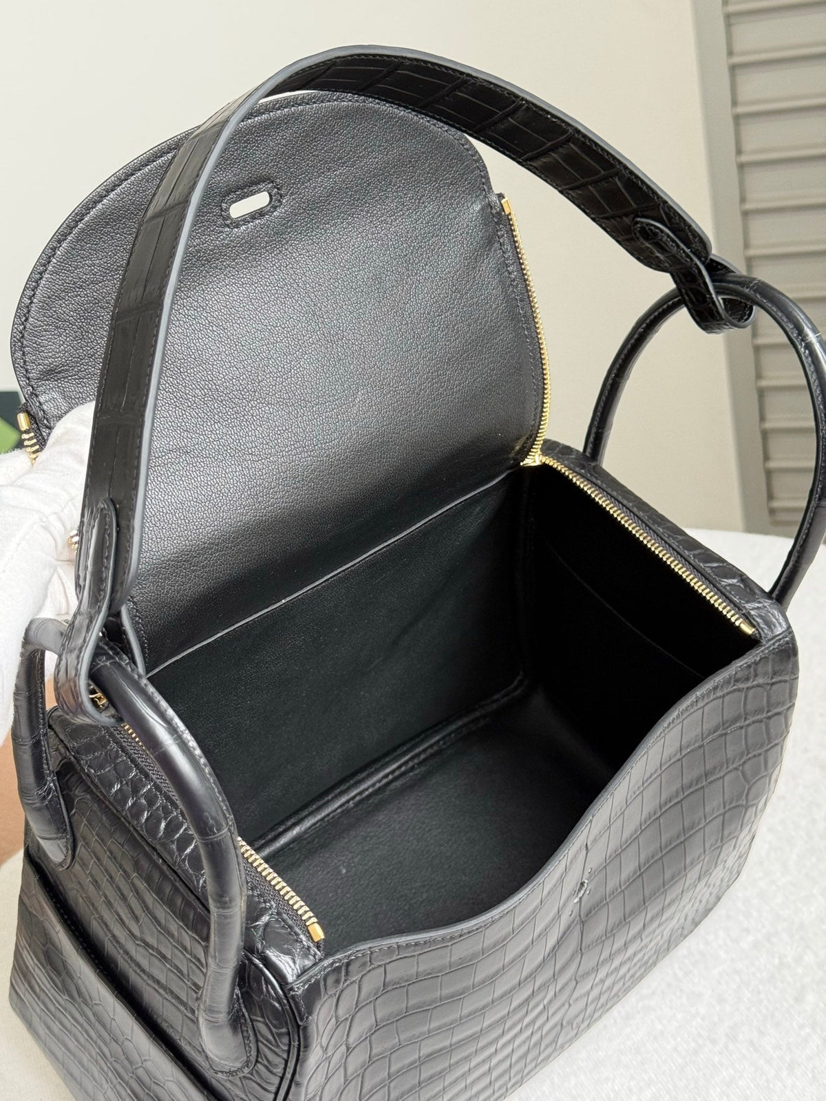 High-end Hermes 2026 Lindy 30cm Black Crocodile Leather