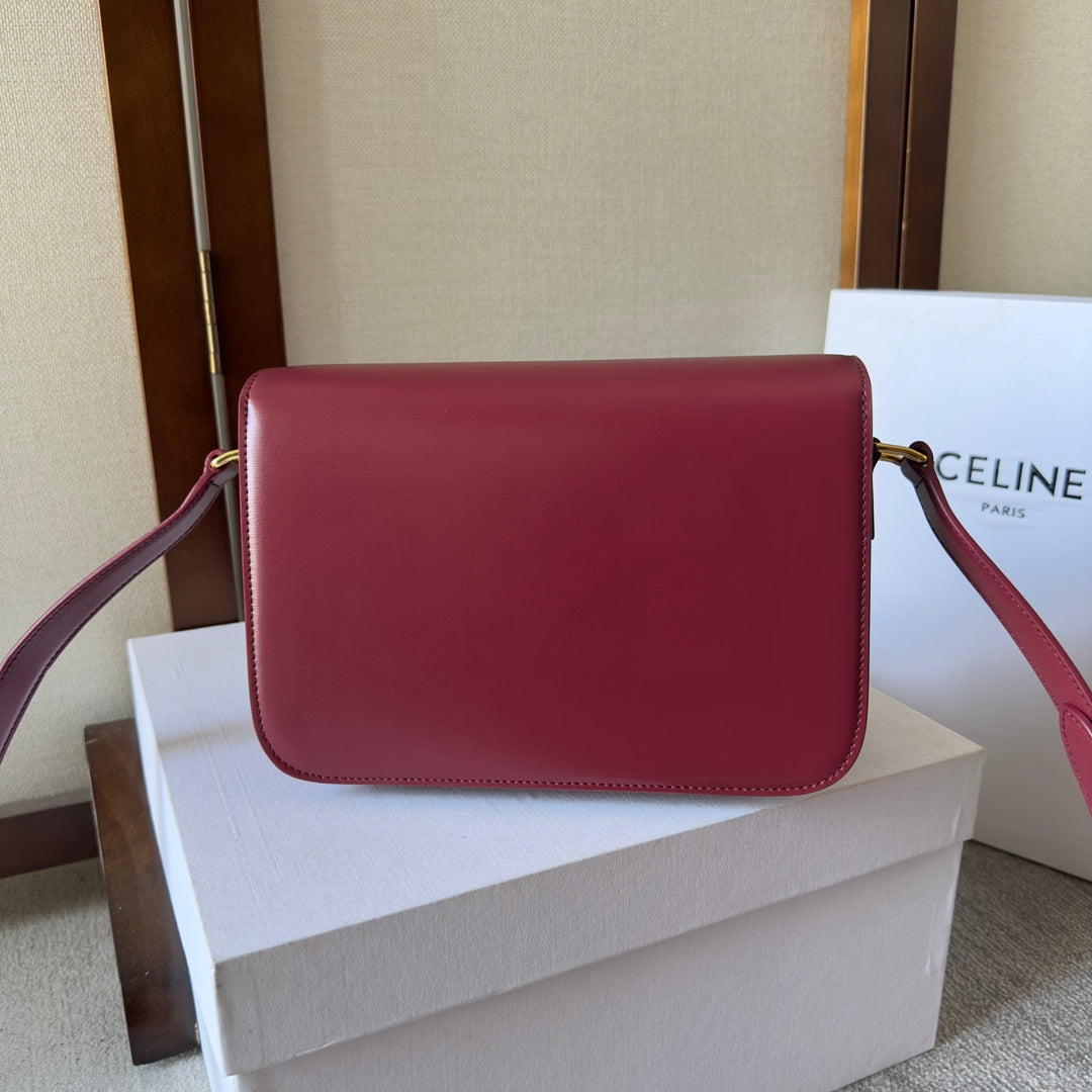 classique triomphe 22 dark red calfskin gold hardware