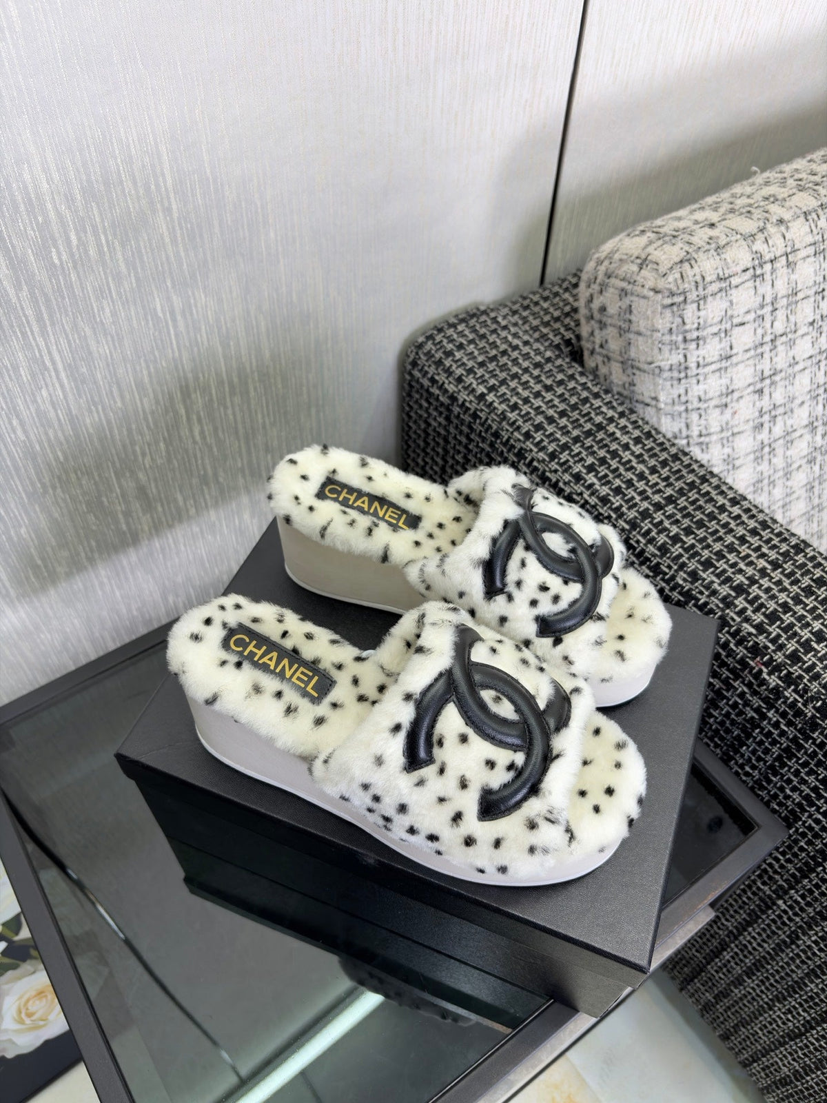 Chanel 2026 Wedge Sandals 70mm Wool 128085