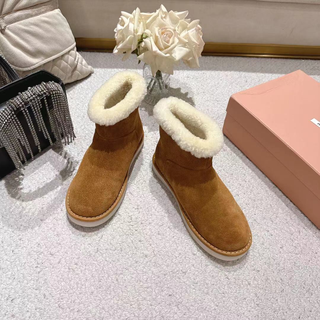Miumiu 25 Boot Brown Mix White Suede Wool 510245