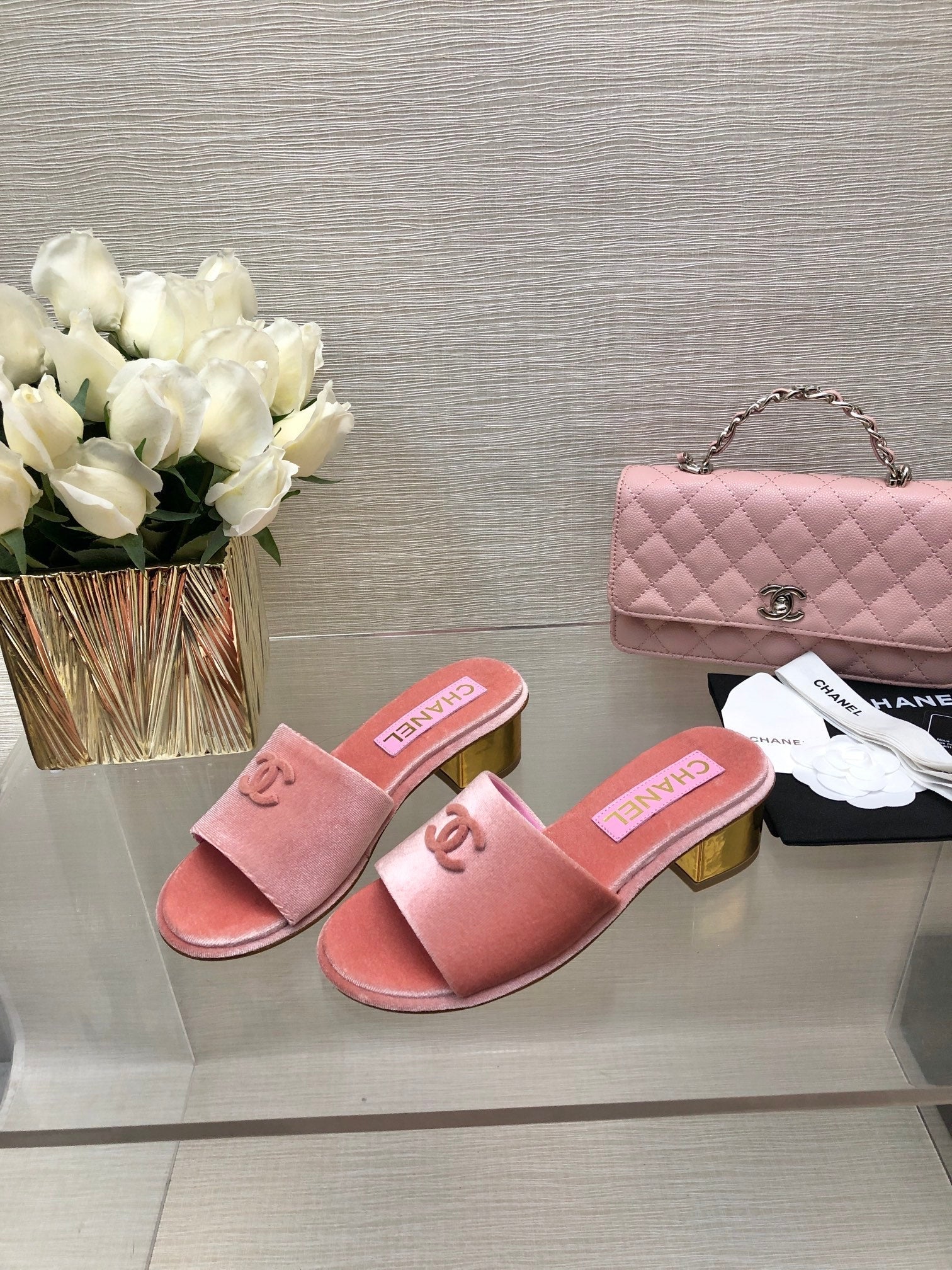 CC 25C Mid Heel Mule Pink Velvet Substance 212953