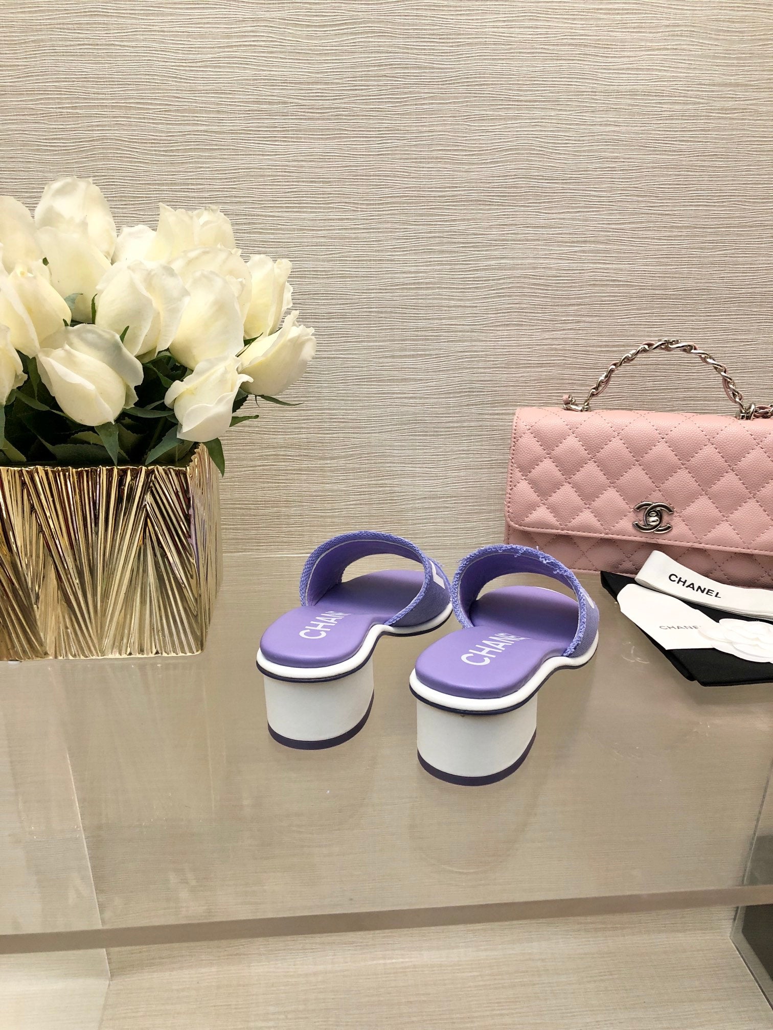 CC 25C Mid Heel Mule Pearl Violet Fabric Material 212960