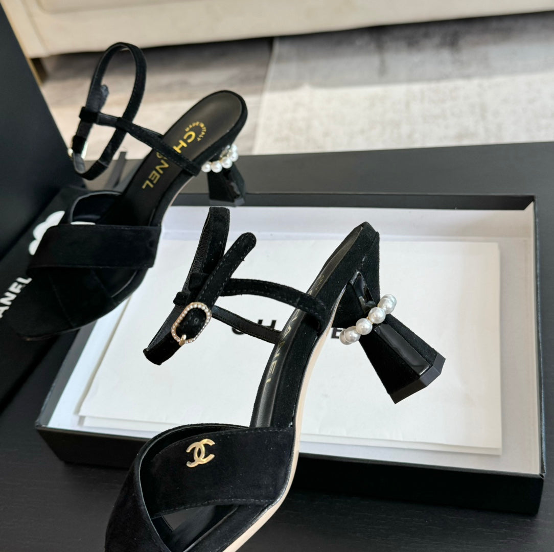 High Sandals Lambskin Black