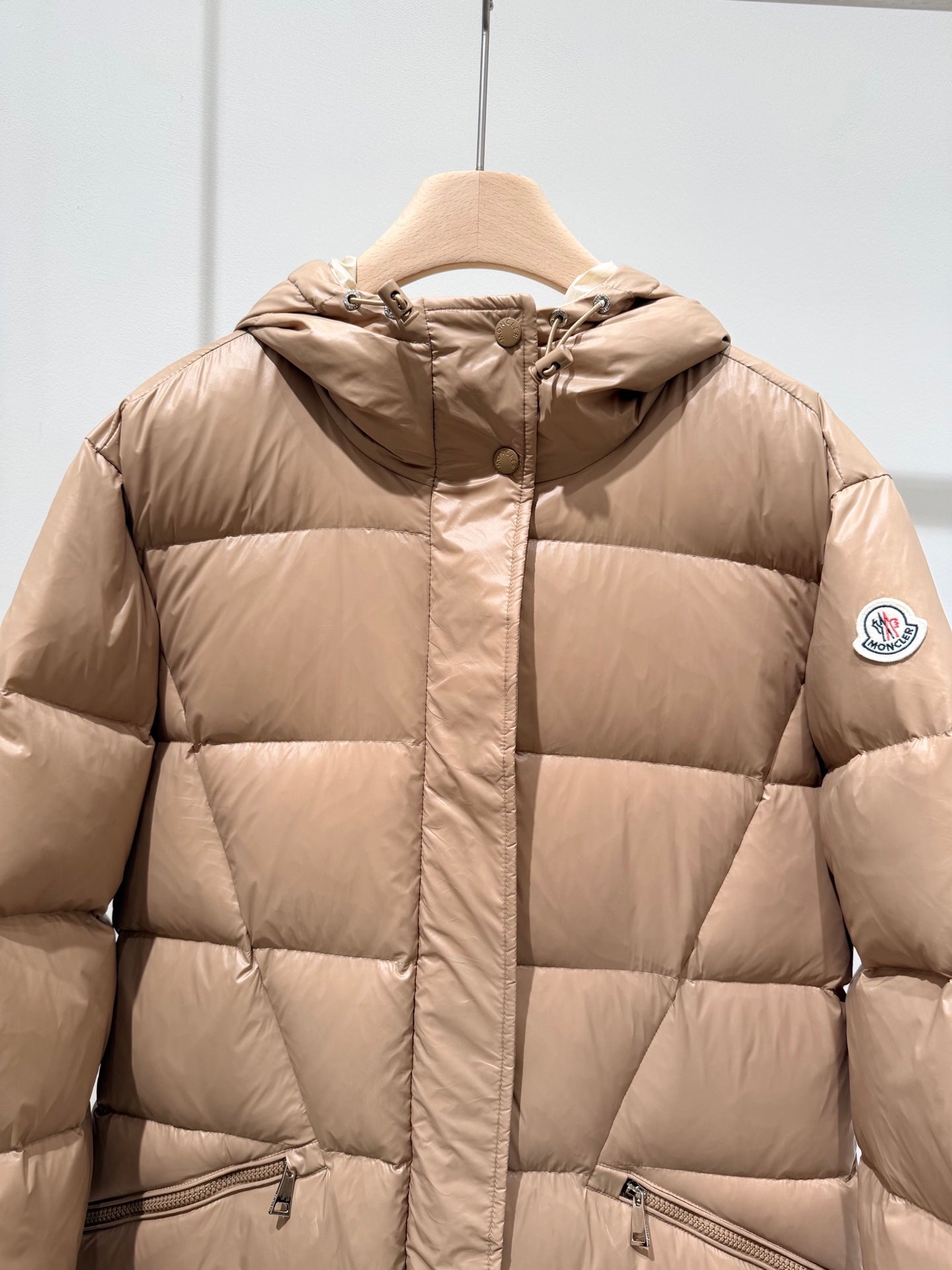 MC 2025 Long Down Coat Glossy Beige Polyester 0002