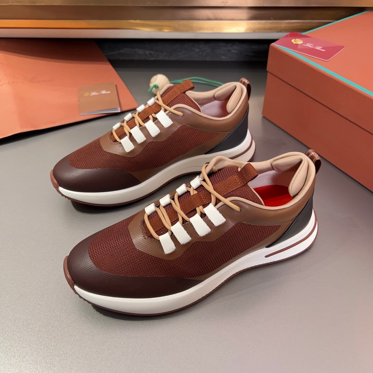LP BRUNELLO SNEAKERS BROWN AND CHOCOLATE MESH BREATHABLE