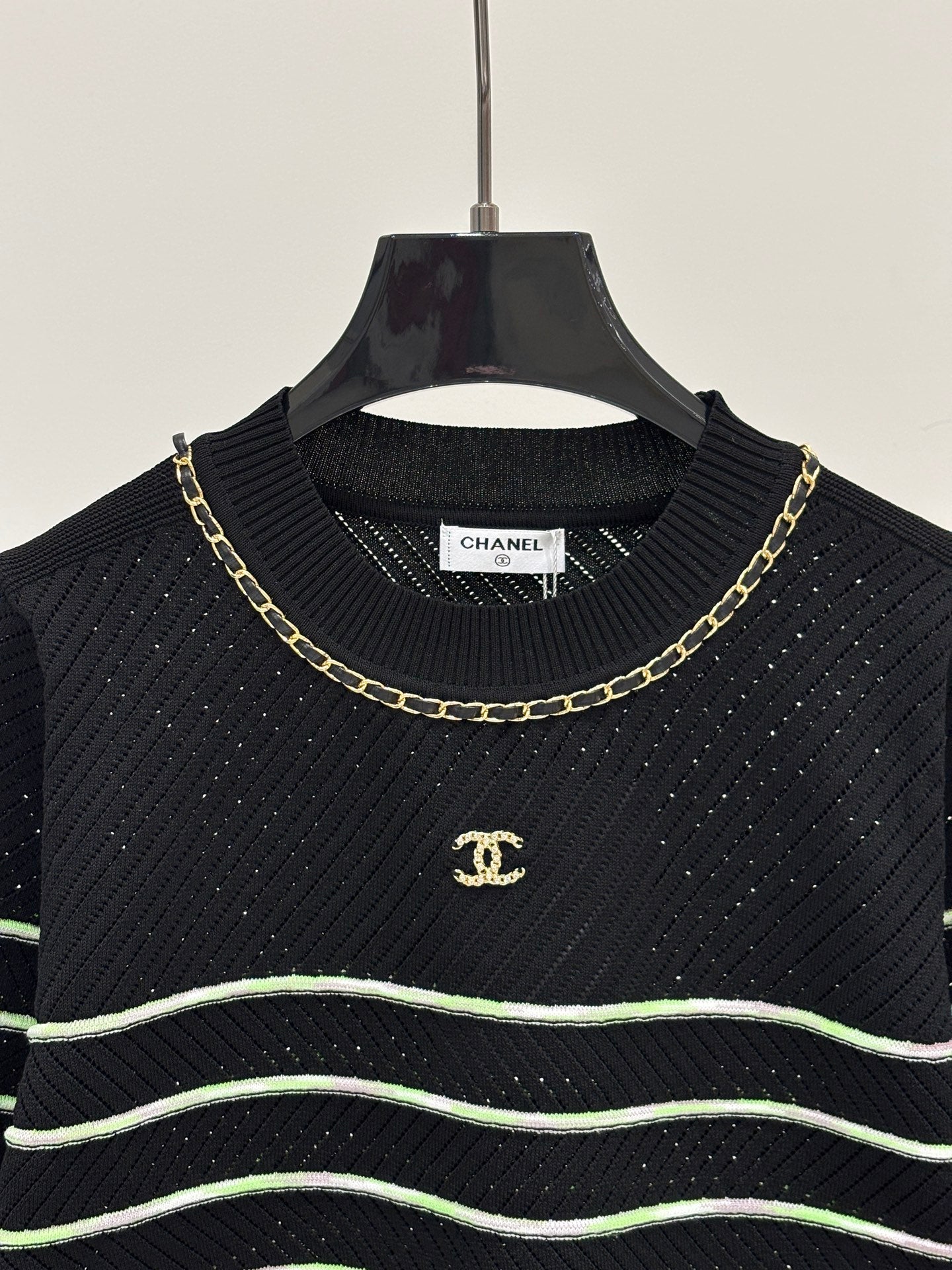Chanel 2026 Striped Short-Sleeve T-Shirt Cotton 413806