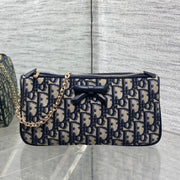 Dior 2026 Oblique Bow Chain Bag Blue Beige Canvas Leather 284289