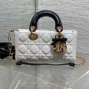 Dior 2026 Lady Bow D-Joy Bag White Black Lambskin With Diamond Hardware 284141