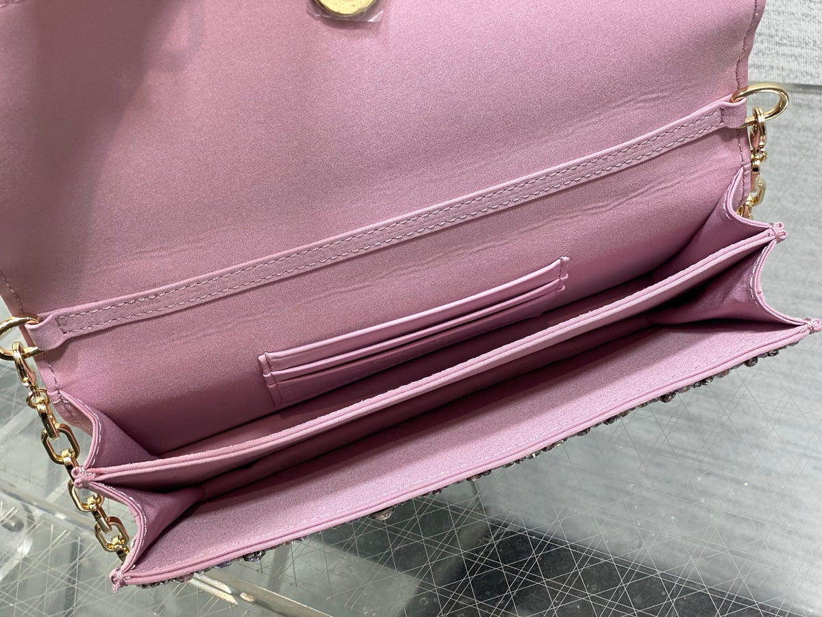 Dior 2026 Embellished With Sparkling Crystals Pink Leather