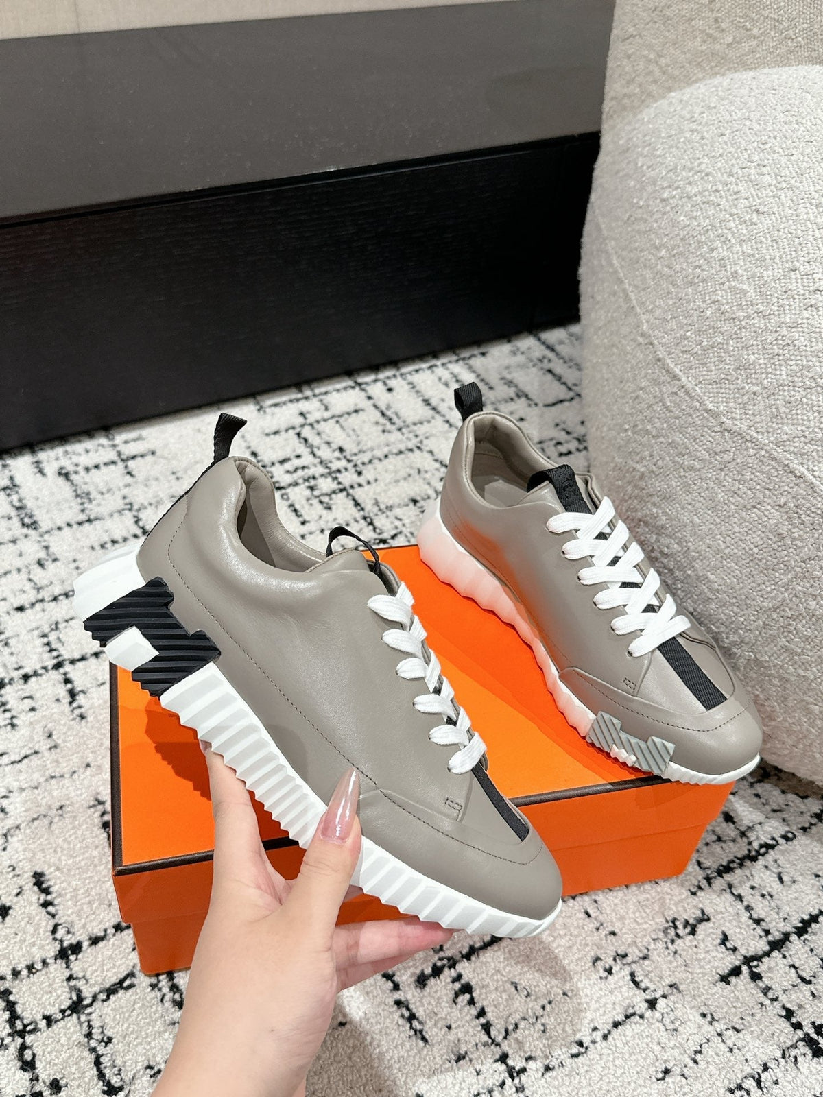 HM Jump Sneaker In Grey Cowhide 985307