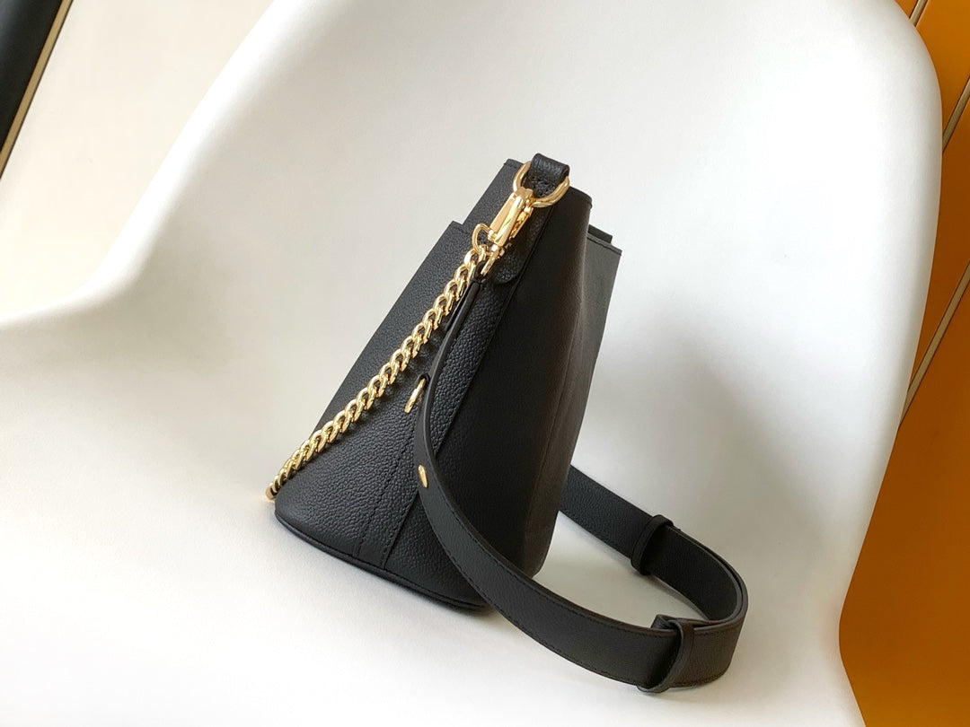 LV Lock and Walk Bag Black Gold Cowhide 241220