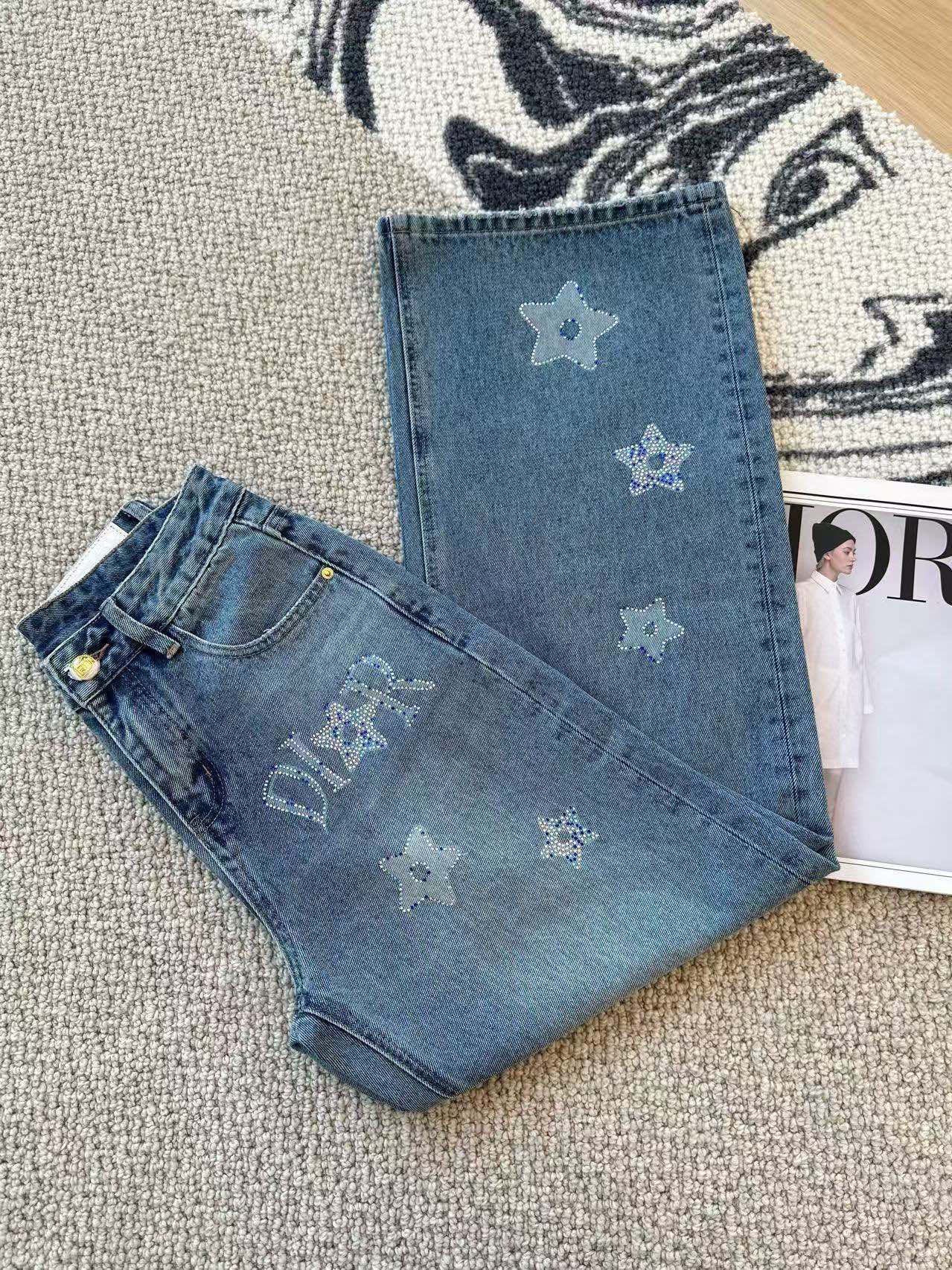 CD 25 Diamond Letter Jeans Blue Cotton
