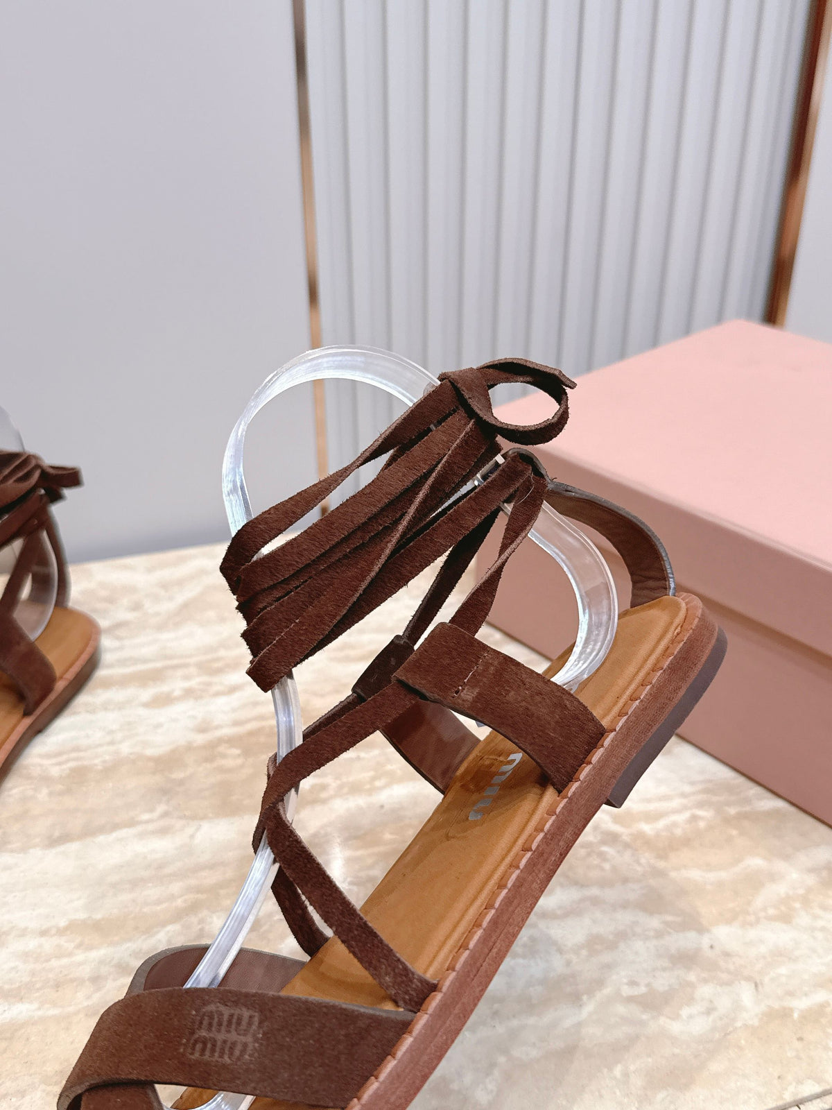 Miumiu 2026 Newest Back-Strap Sandals Suede 933387