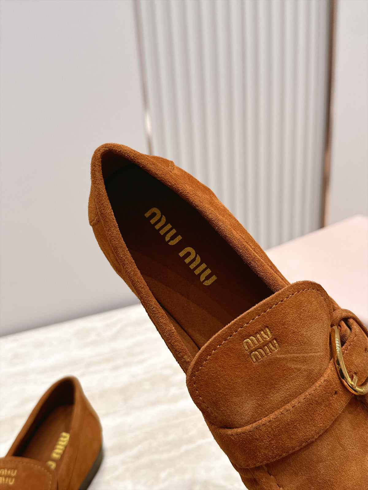 Miumiu 2026 Buckle Loafers Suede Calfskin 954313