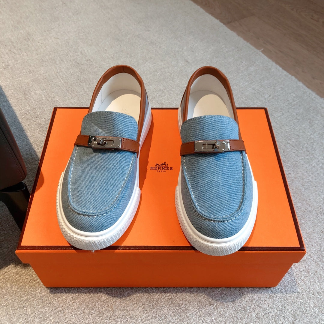 HM GAME SLIP-ON SNEAKER LIGHT BLUE DENIM