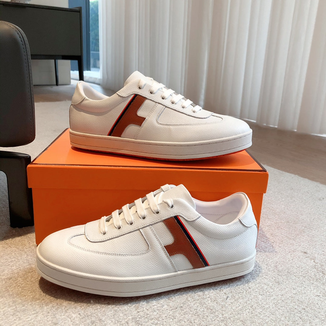 HM BOOMERANG SNEAKER WHITE AND RED CALFSKIN