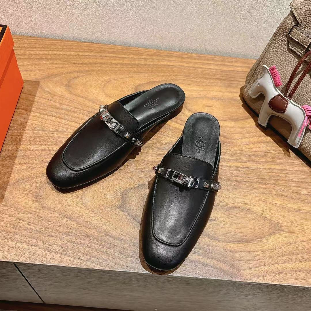 HM OZ Mule 25 Black Calfskin