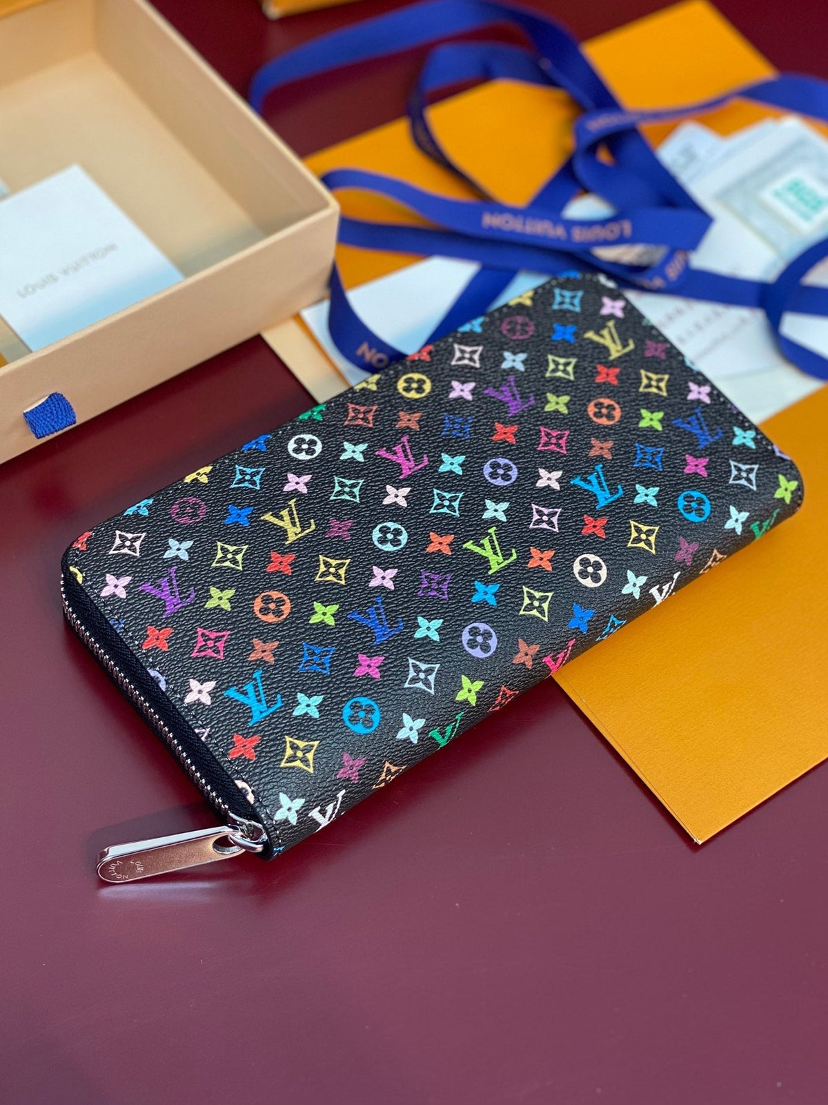 LV x TM Zippy Wallet Black Multicolor Monogram Canvas