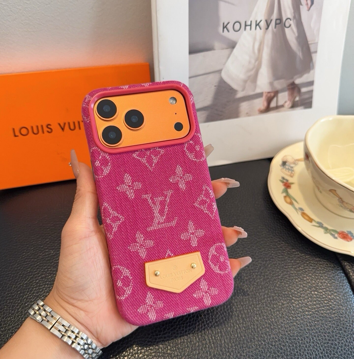 Louis Vuitton Denim Leather Label Phone Case 395085
