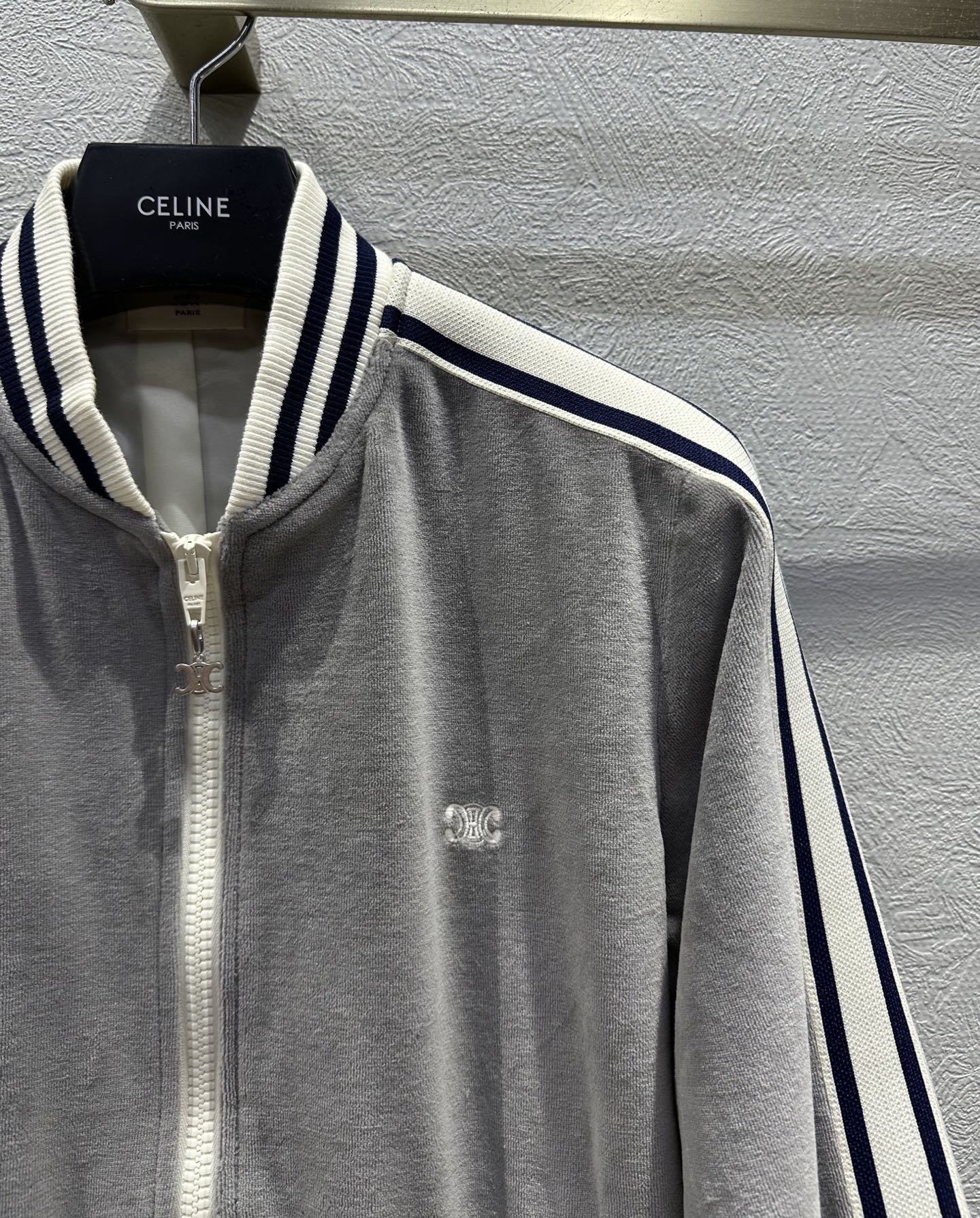 Celine 25 Jacket Grey White Velvet Cotton