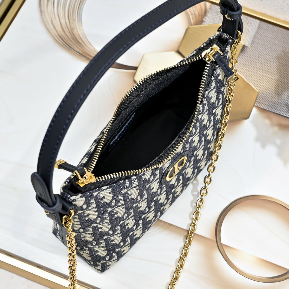 Dior 2026 Montaigne Bag With Chain 21cm Lambskin Fabric