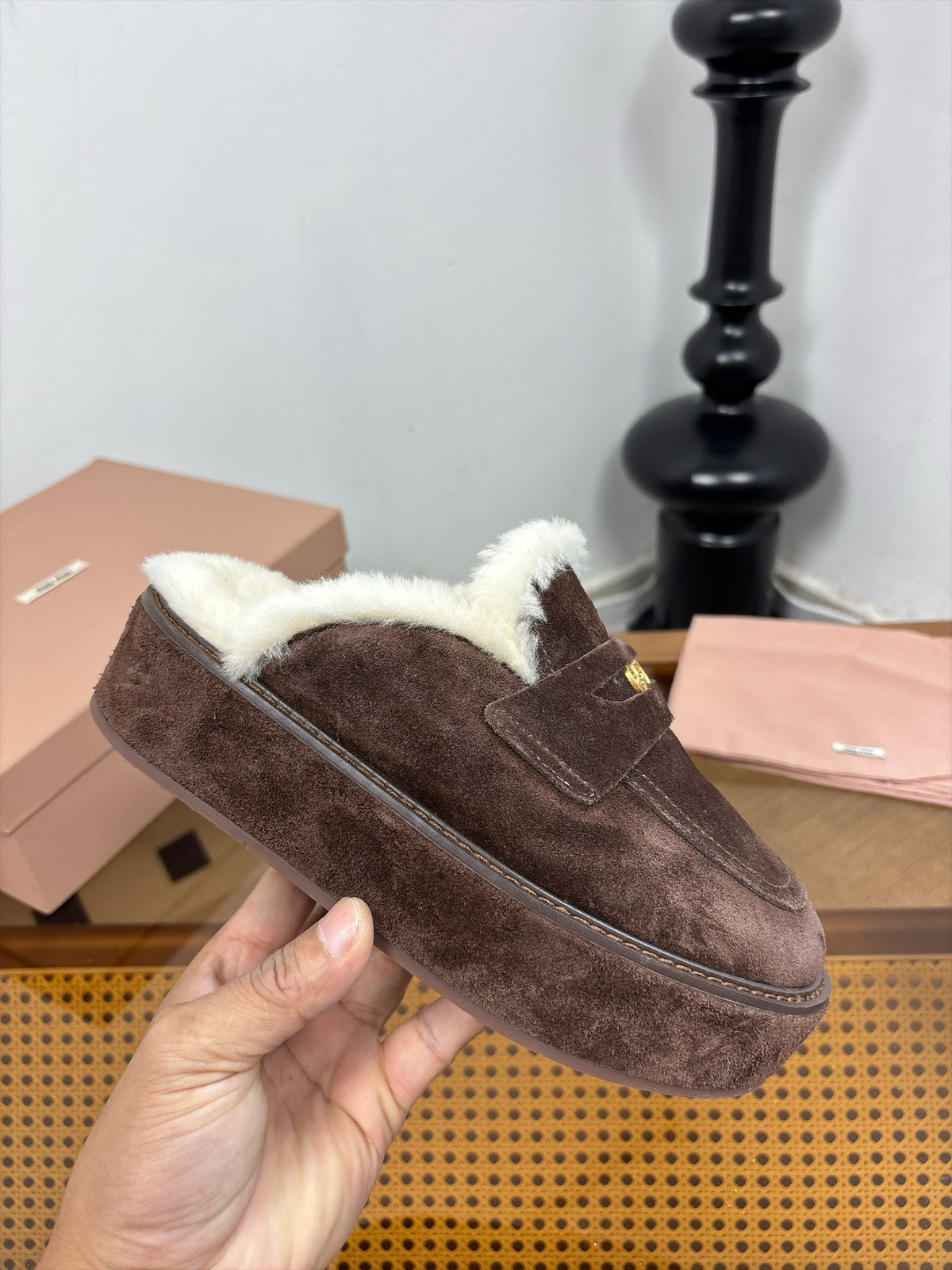 Miu Miu 2026 Platform Penny Mule Suede 991047