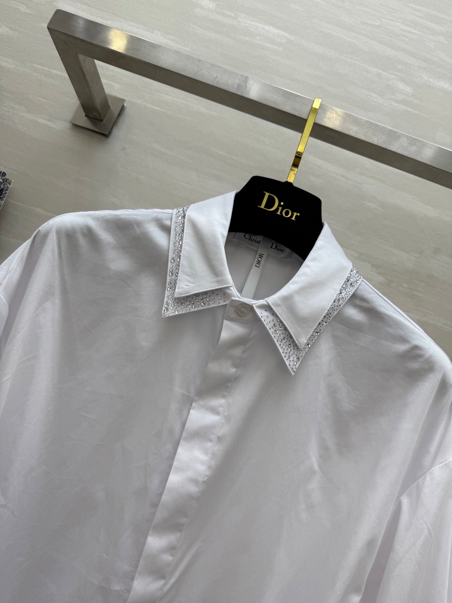 CD Belt Shirt Dress White cotton