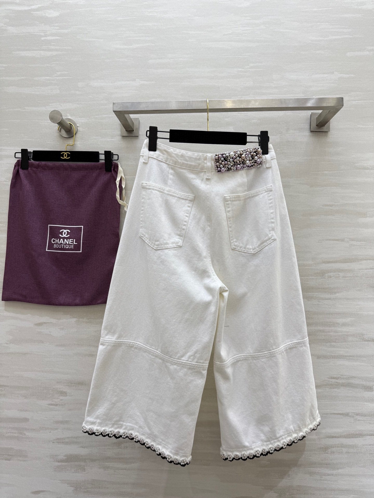 CC Beaded Jeans White Cotton