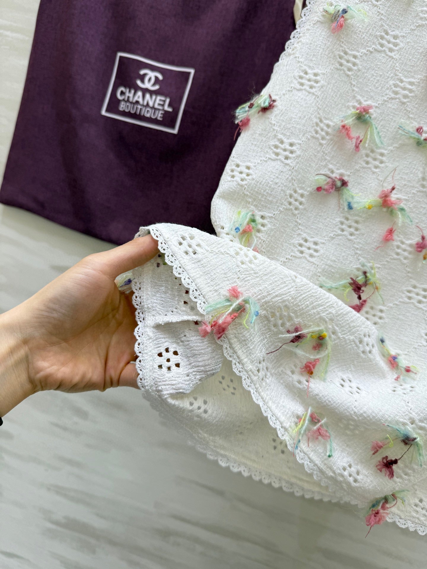 CC Hollow Lace T-shirt White Cotton