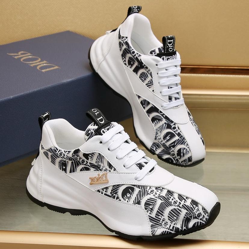 CD LINE SNEAKER WHITE AND BLACK CALFSKIN
