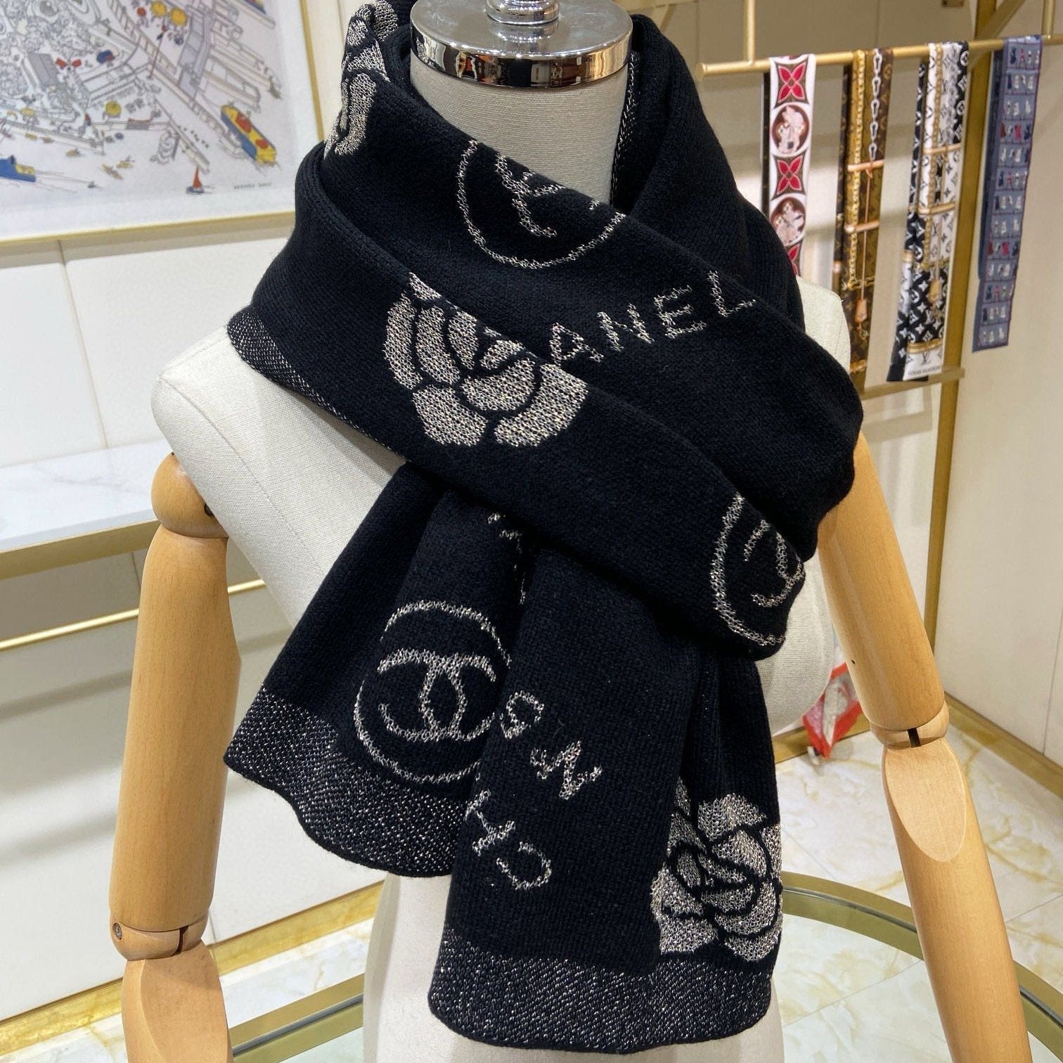 CC Scarf 195 CM In Black Cashmere 407296