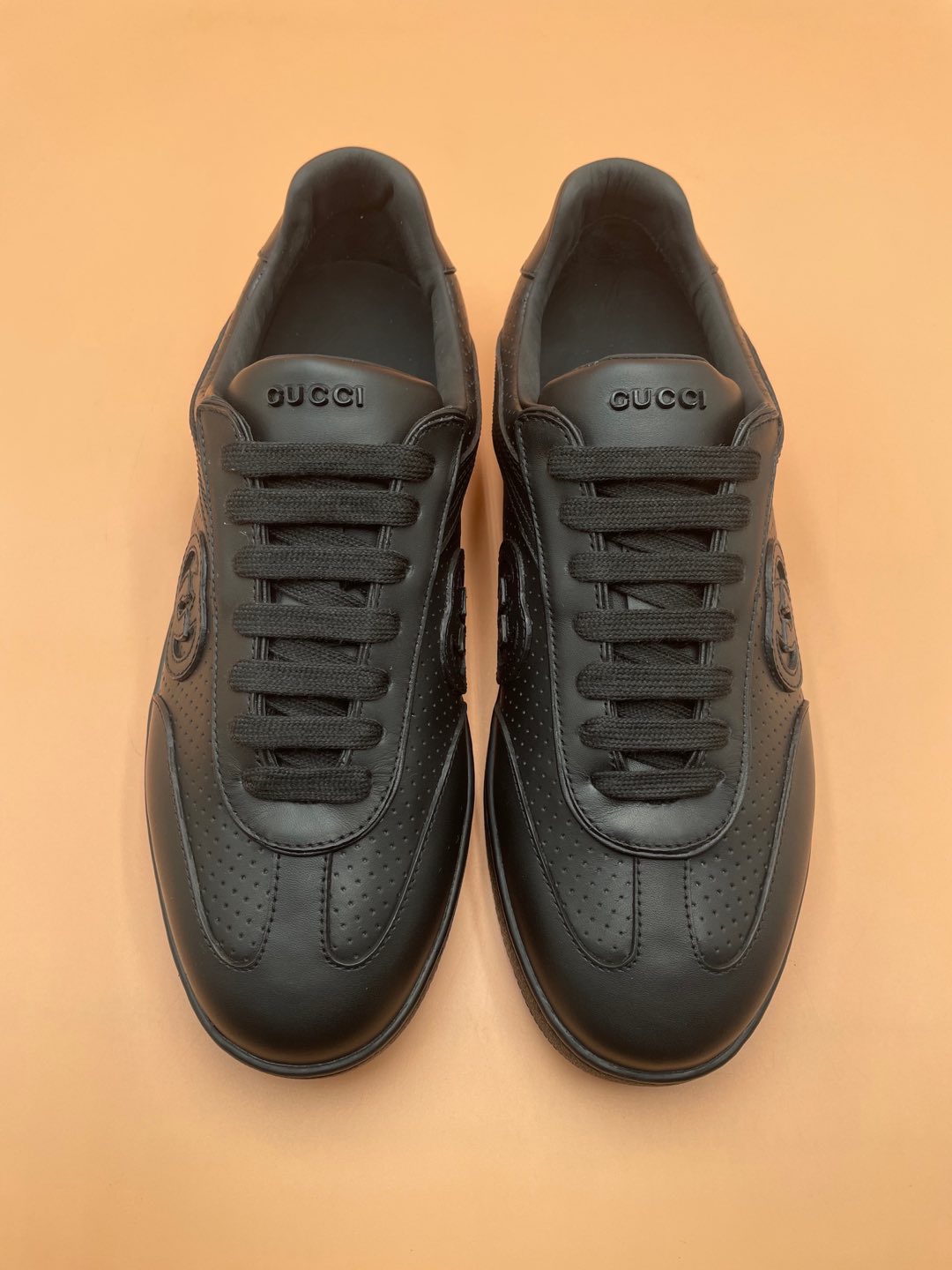 GG Men's G75 Sneaker Black Cowhide 523546