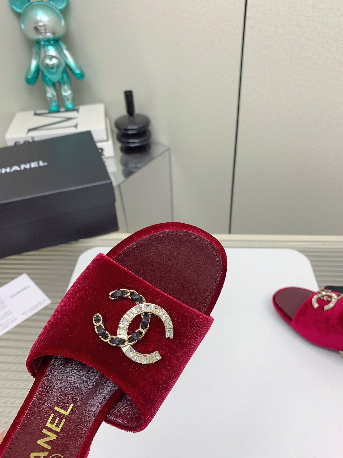 CC Mule Sandals 50m In Dark Red Velvet 148971