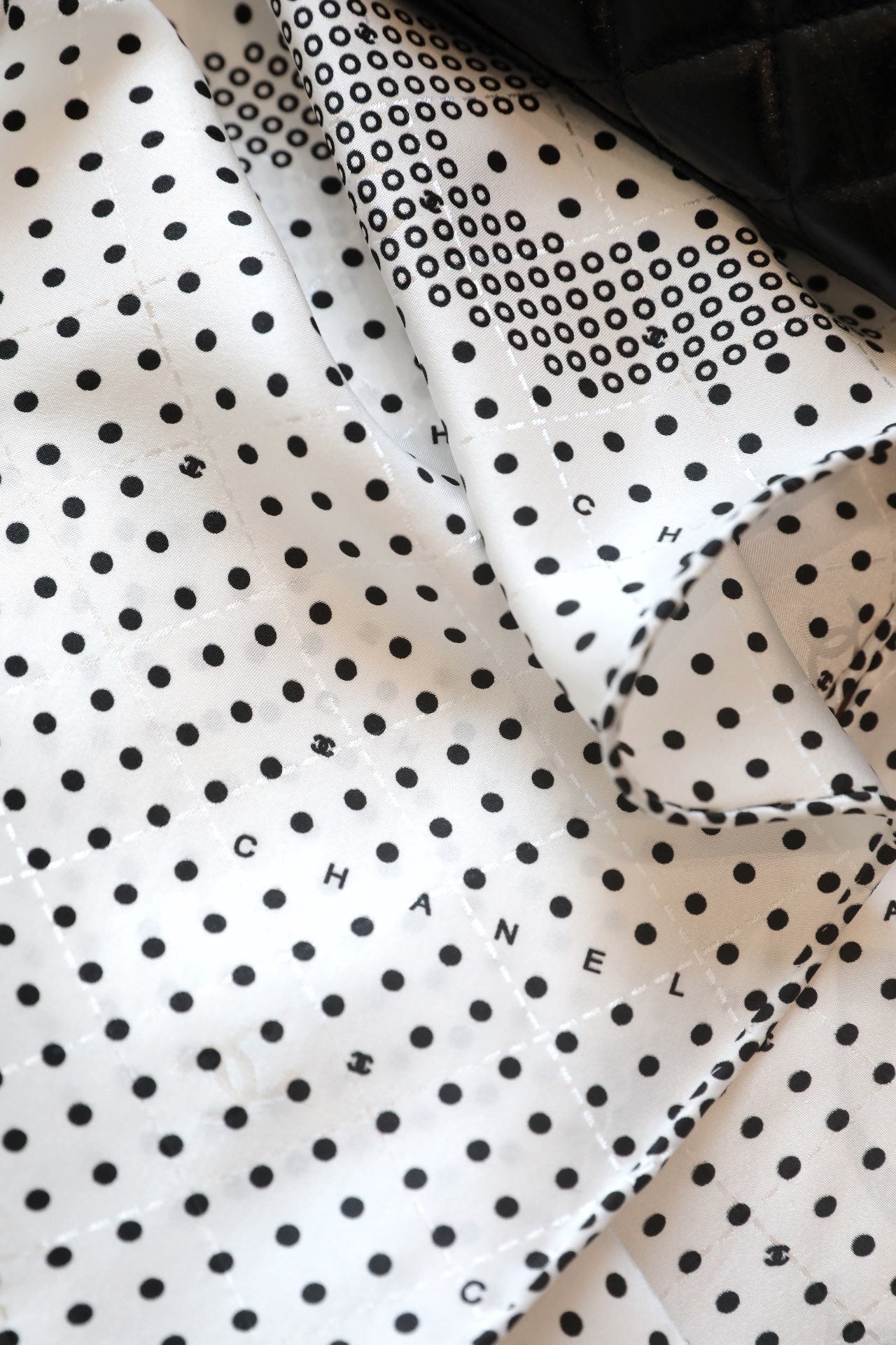 CC Scarf 110 CM In White Black Polka Dot Silk 348706