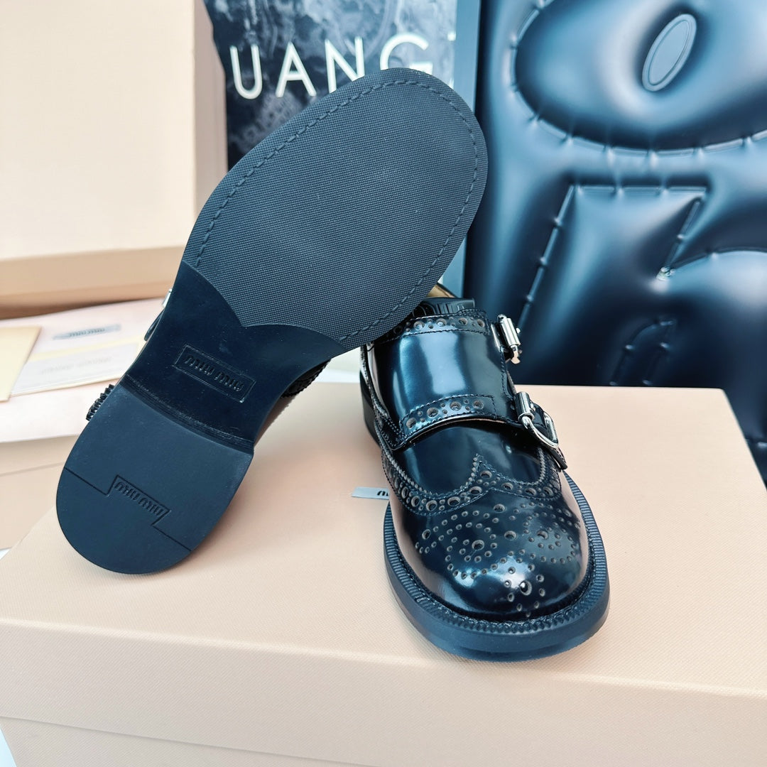 Church's X Miu Loafers Black Shiny Calfskin