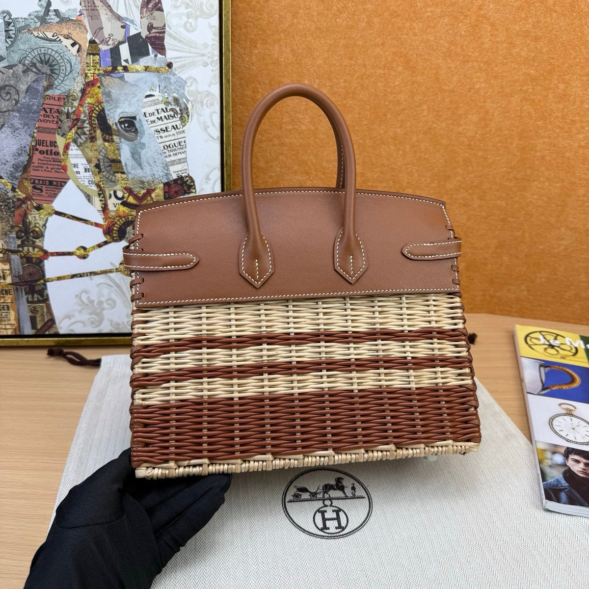 Hermes 2026 Birkin Picnic Bag 25cm Wicker And Swift Leather