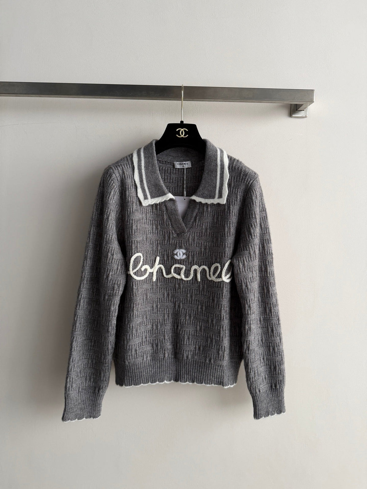 Chanel 2026 Embroidered Knit Polo Shirt Wool 417722
