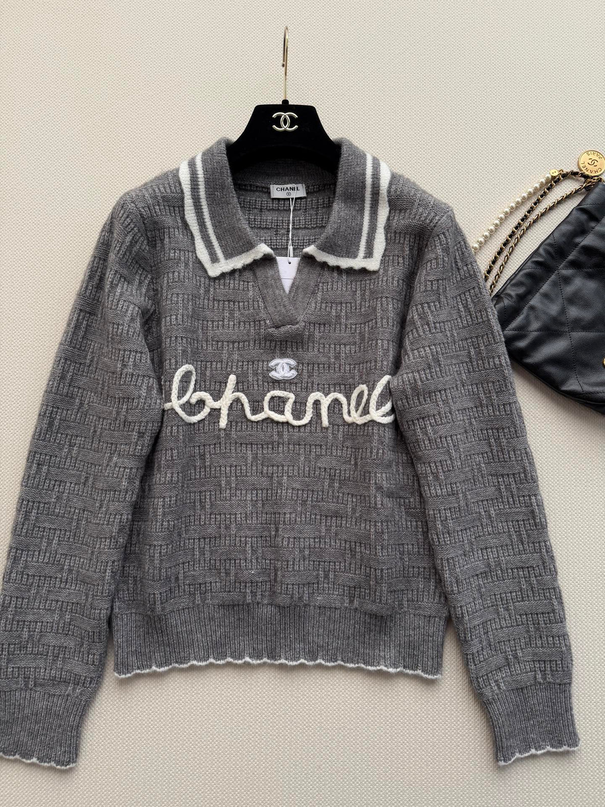Chanel 2026 Embroidered Knit Polo Shirt Wool 417722