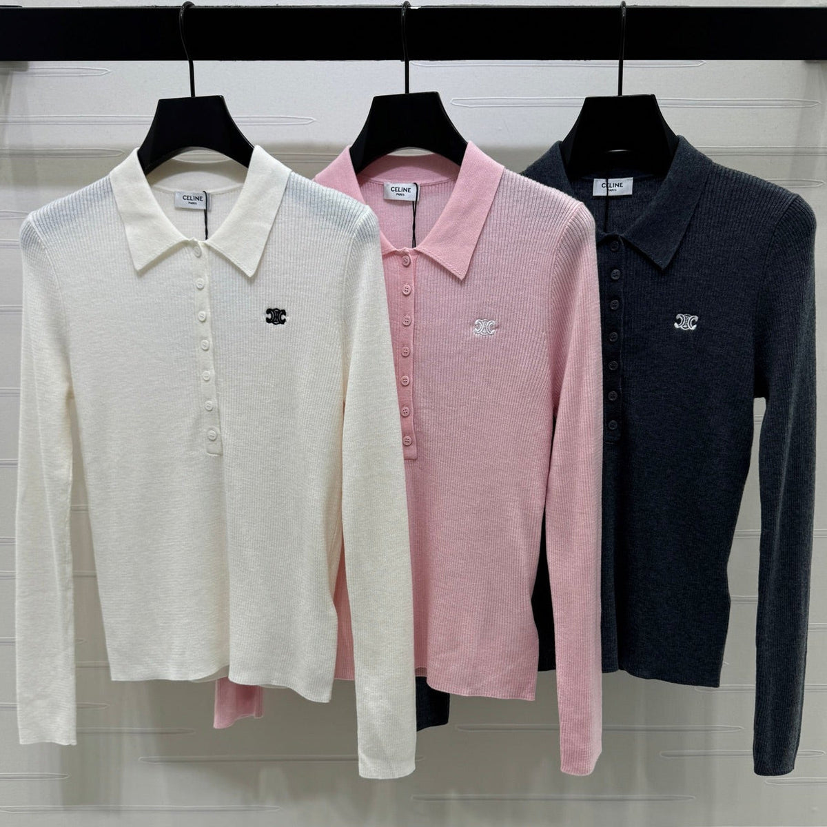 Celine 2026 Long-Sleeve Polo Shirt Wool 430298