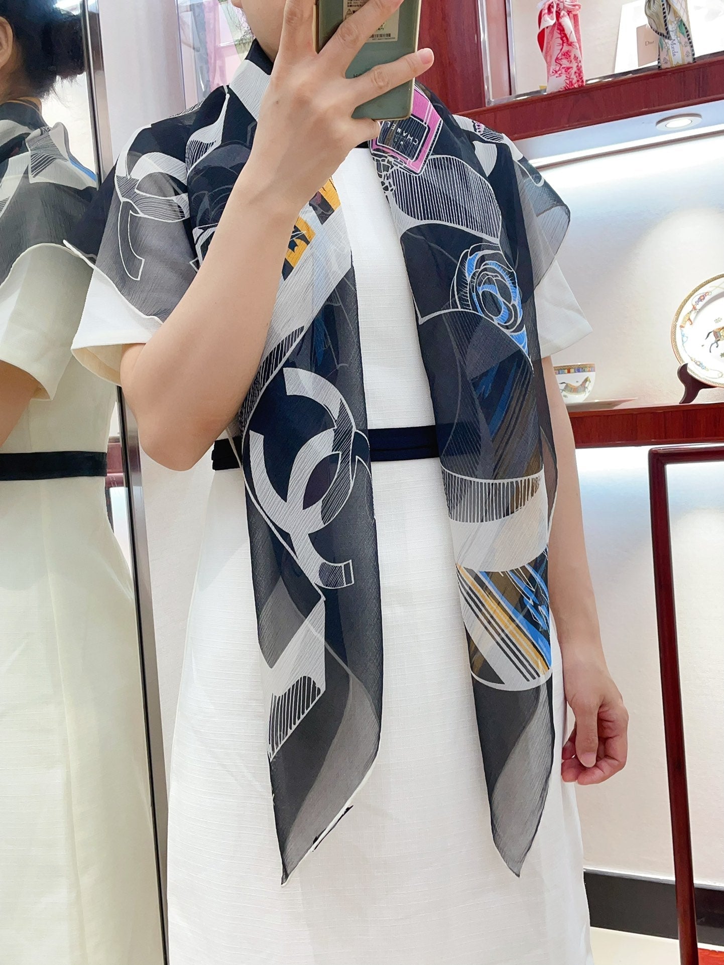 CC Square Scarf 110 CM In Colorful Shunyu Qiao Silk  190025