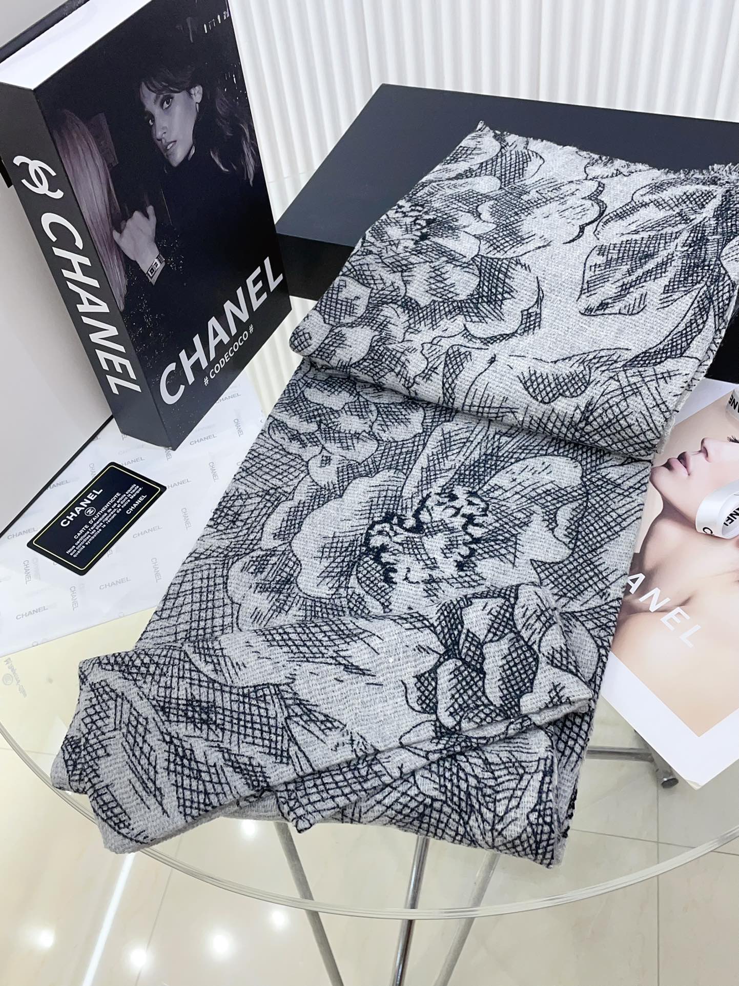 CC Scarf 180 CM In Grey Mix Black Cashmere  247635