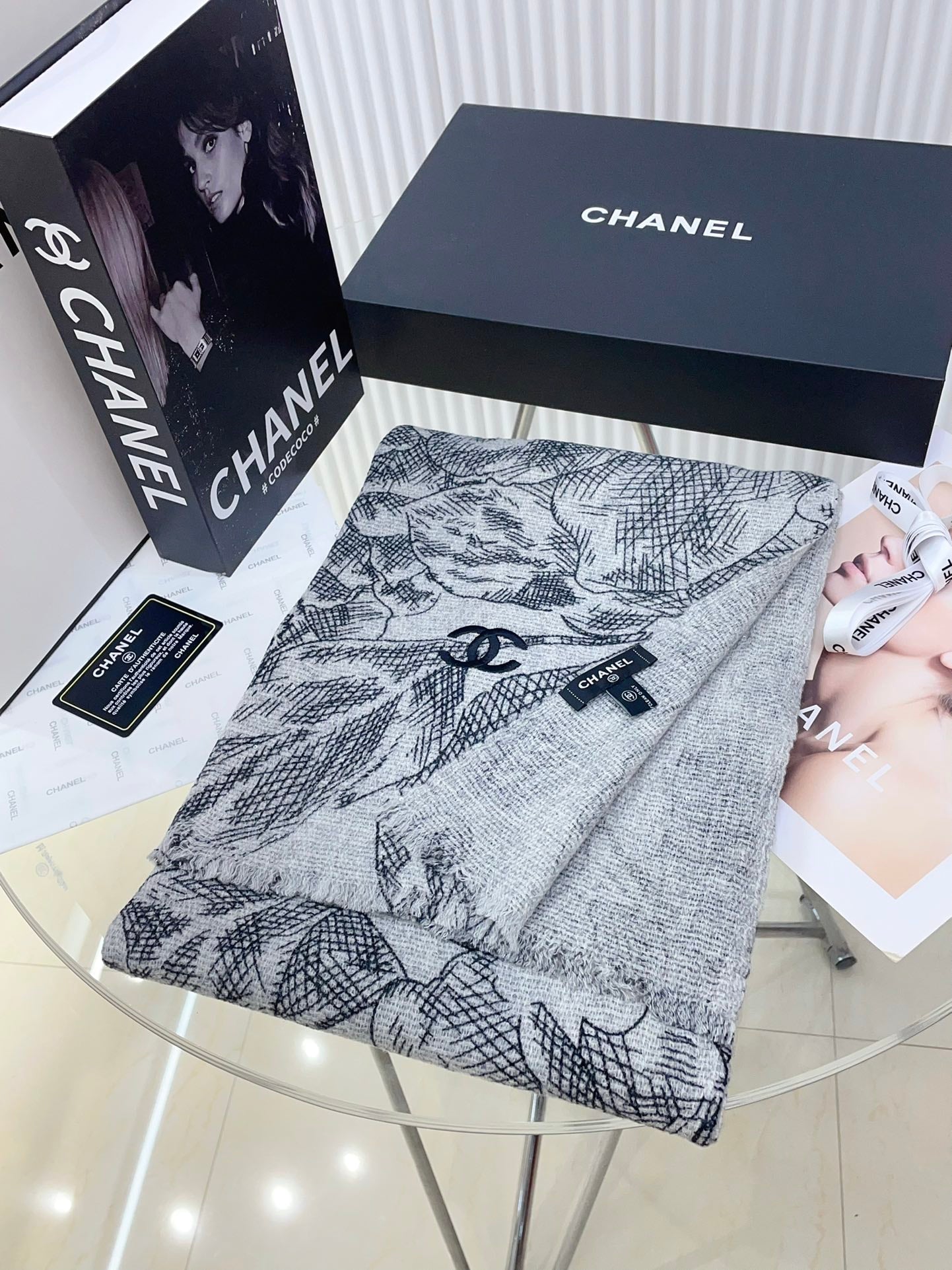 CC Scarf 180 CM In Grey Mix Black Cashmere  247635