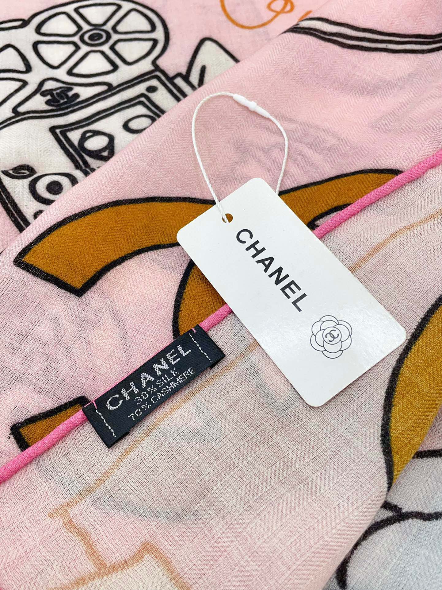 CC Square Scarf 140 CM In Pink Colorful Cashmere And Silk 359397