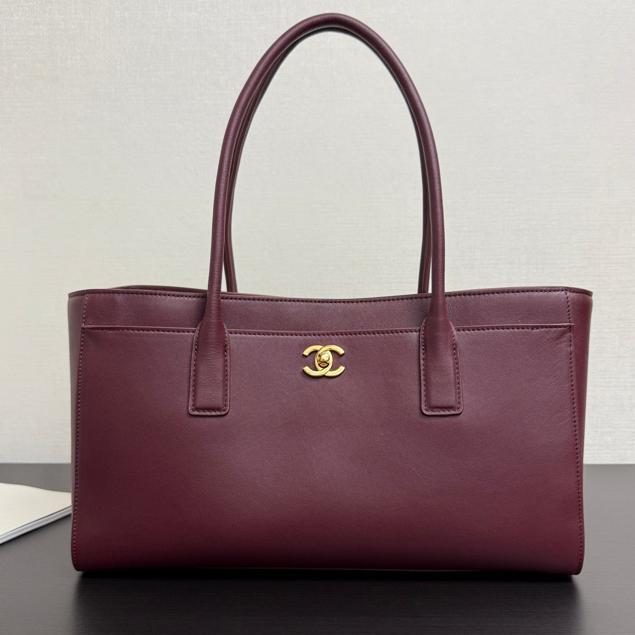 Chanel 2026 Shopping Bag 35cm Burgundy Calfskin
