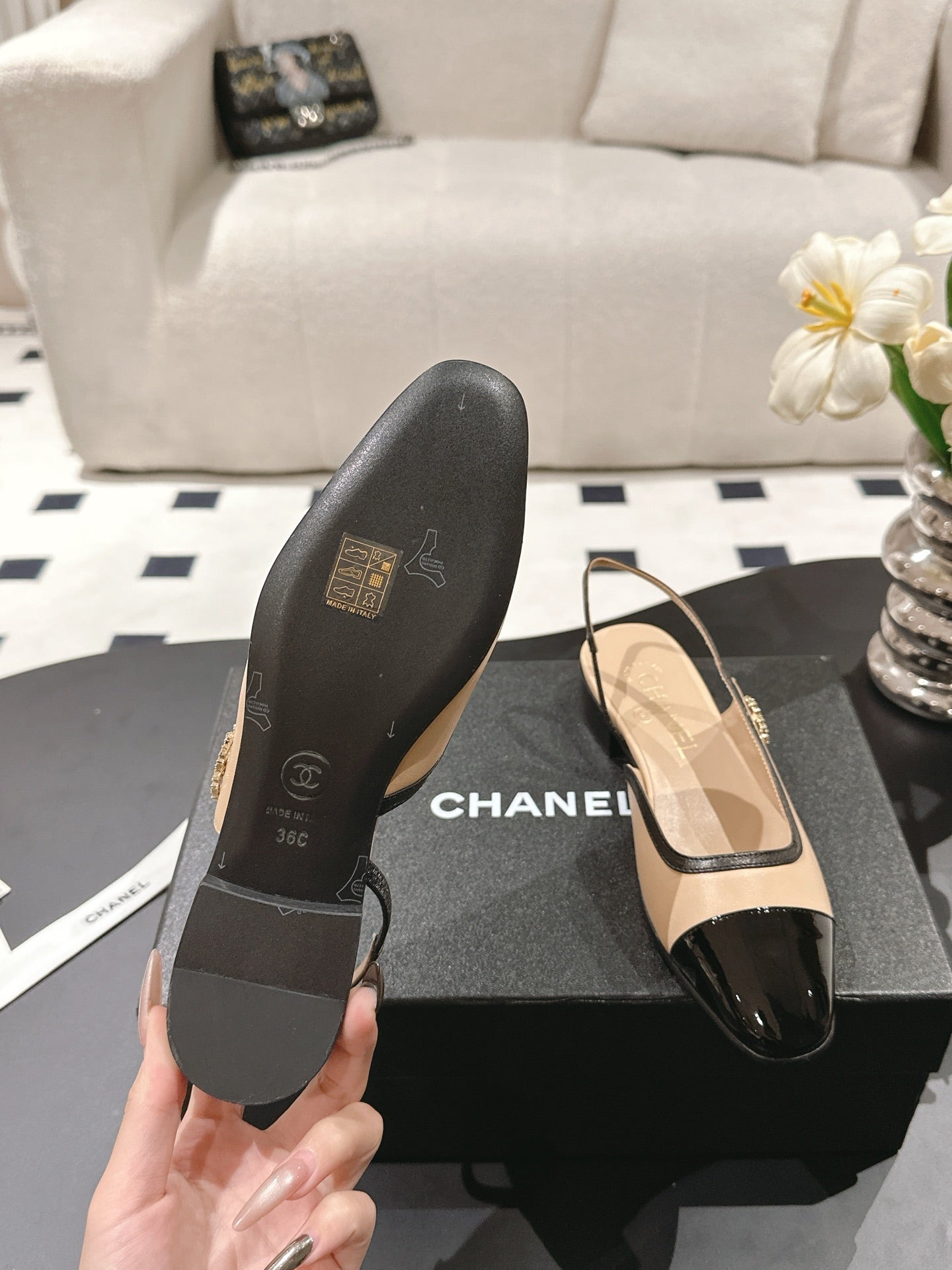 CC Slingback Cream Leather 237499