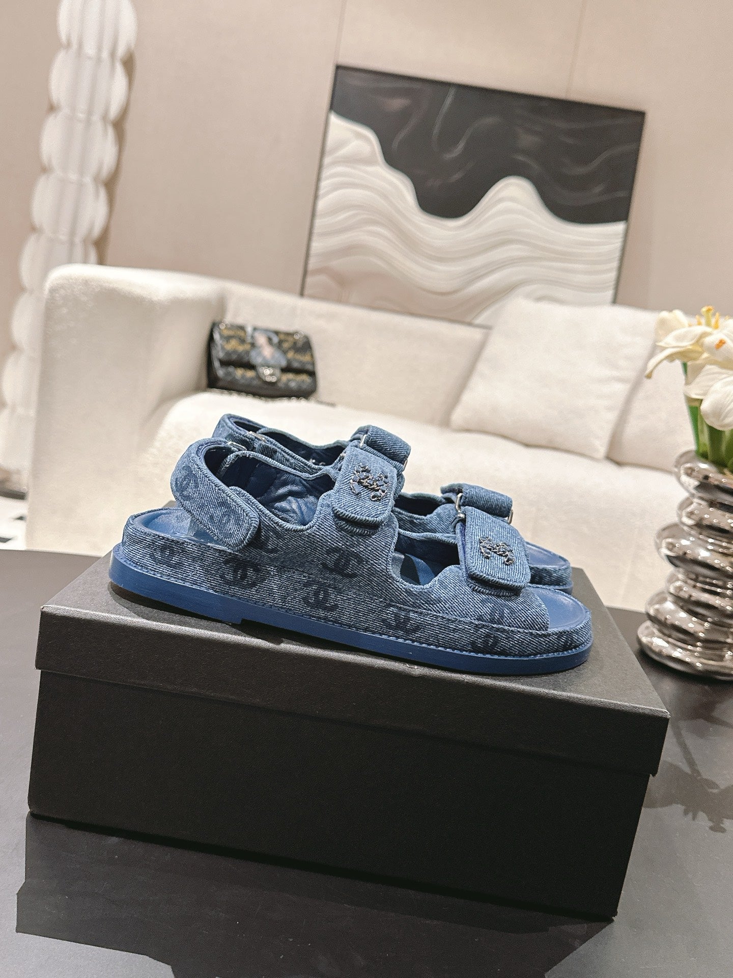 CC 25 Dad Deals Sandals Demin Blue Demin Fabric 237563
