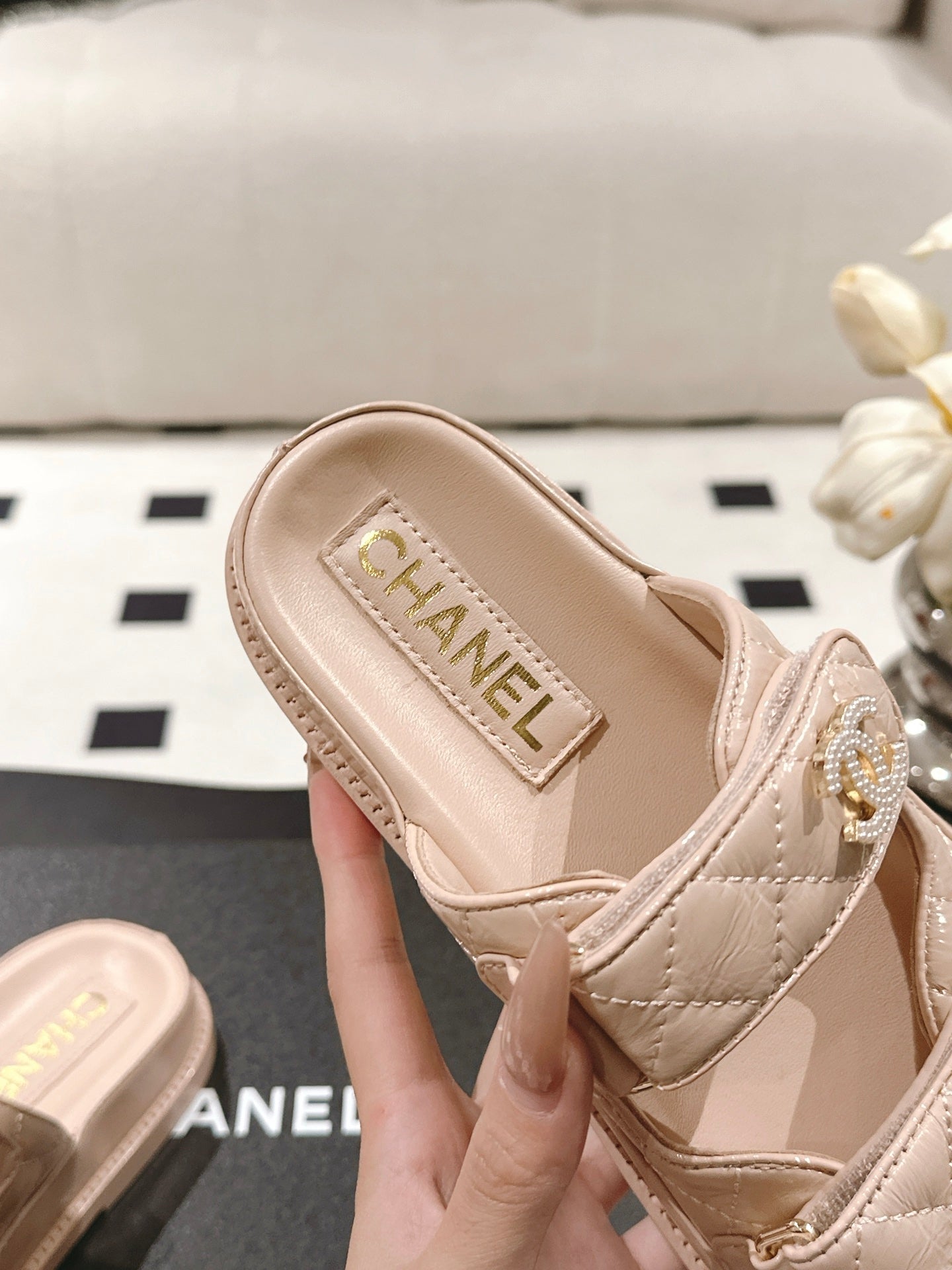 CC 25 Dad Sandal Mule Putty Pink Patent Leather 237579